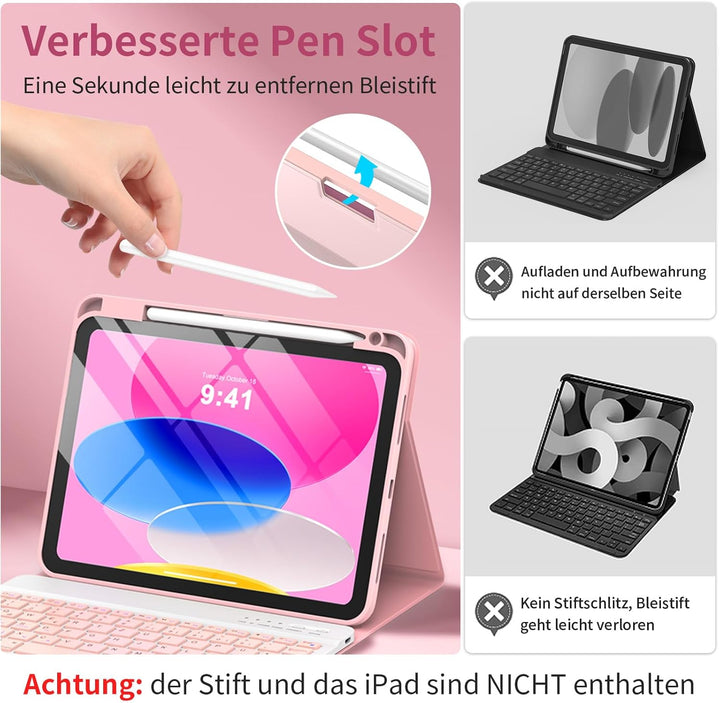 Tastatur Hülle für iPad A16 11 Generation 11 Zoll 2025/10 Generation 10,9 Zoll 2022, Schutzhülle mit