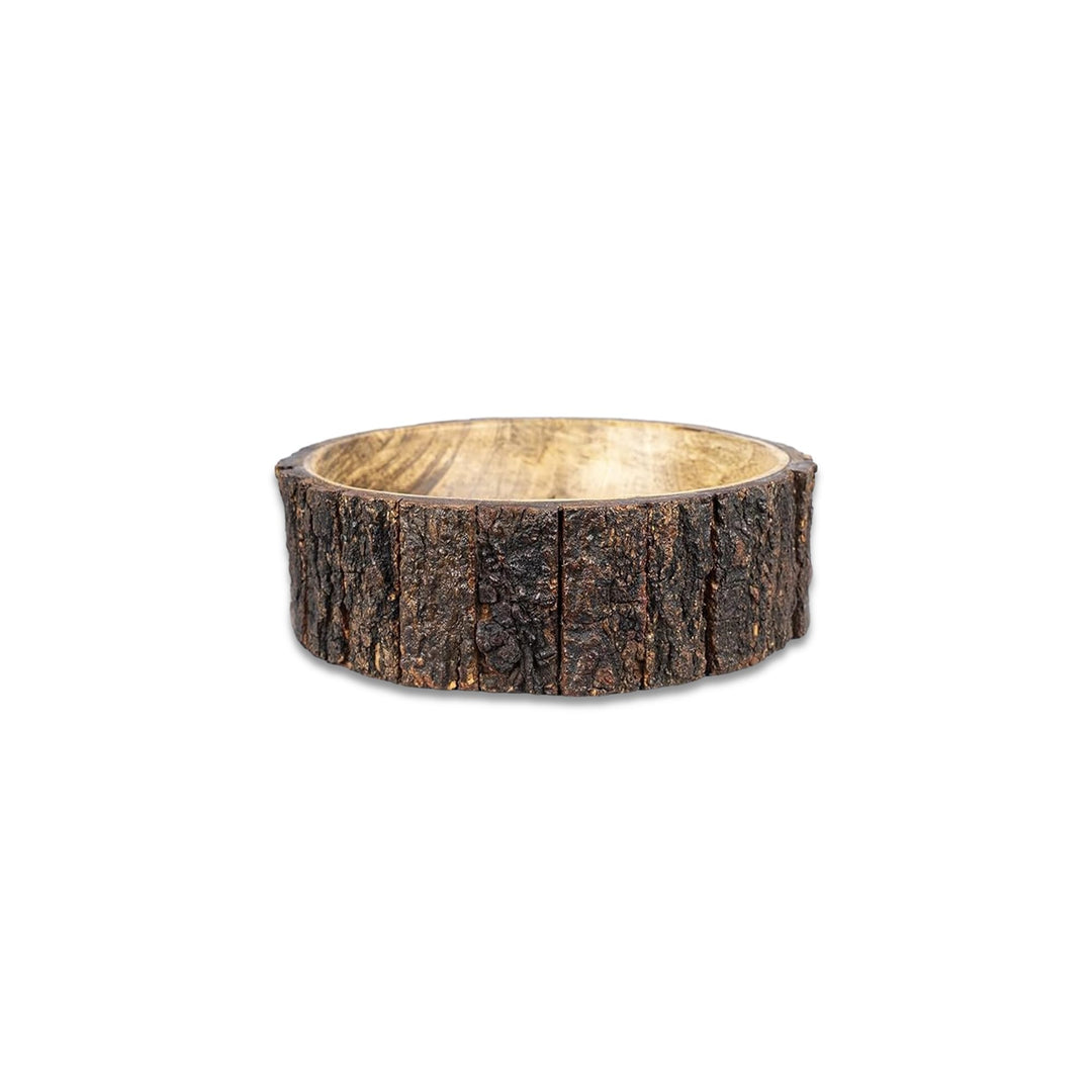 GoCraft Dekorative Schale aus Mangoholz mit Baumrinde, mittelgross, 19,1 cm Durchmesser x 7 cm Höhe,
