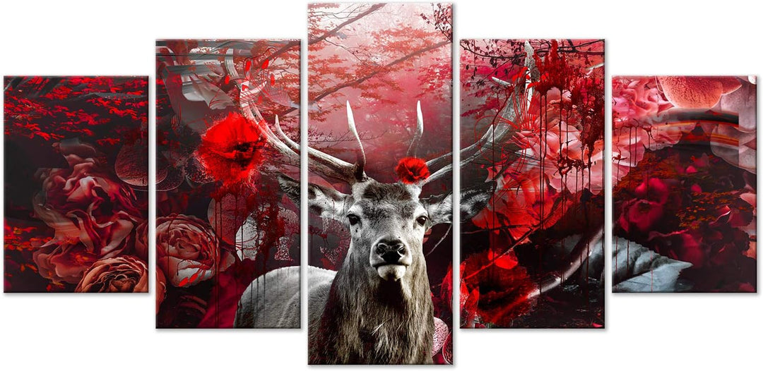 murando - Bilder Hirsch 100x50 cm Vlies Leinwandbild 5 tlg Kunstdruck modern Wandbilder XXL Wanddeko
