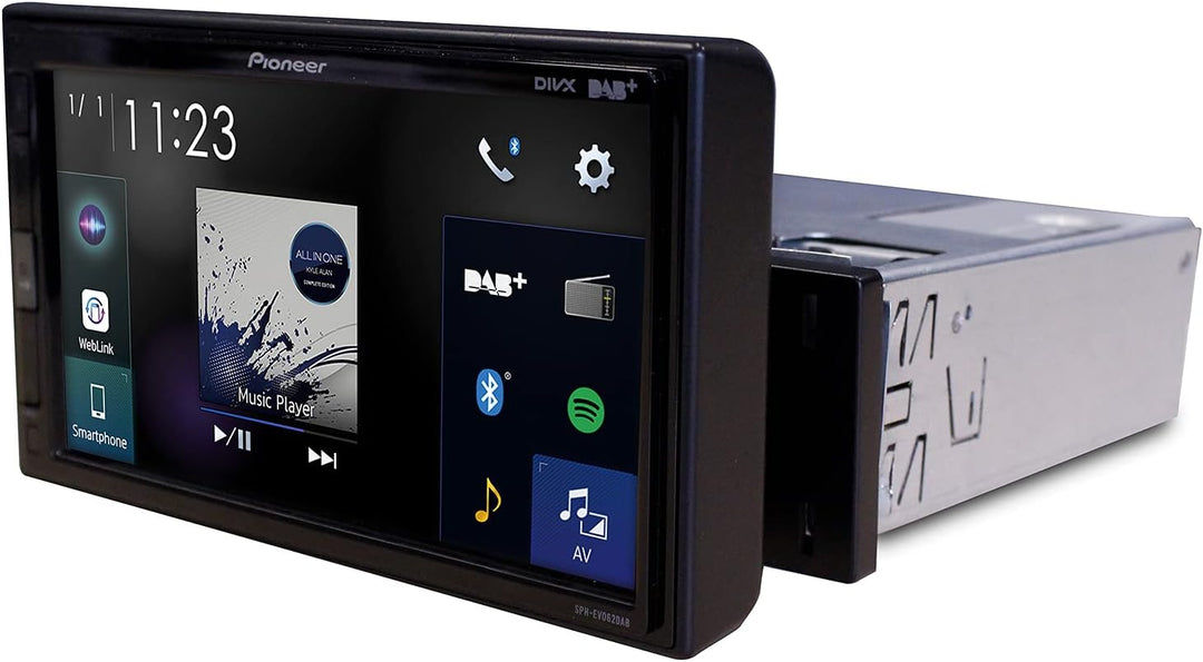 Pioneer SPH-EVO62DAB-UNI Mediacenter für 1-DIN Schacht – 6,8-Zoll Touchscreen, 1,5A Quick-Charging U