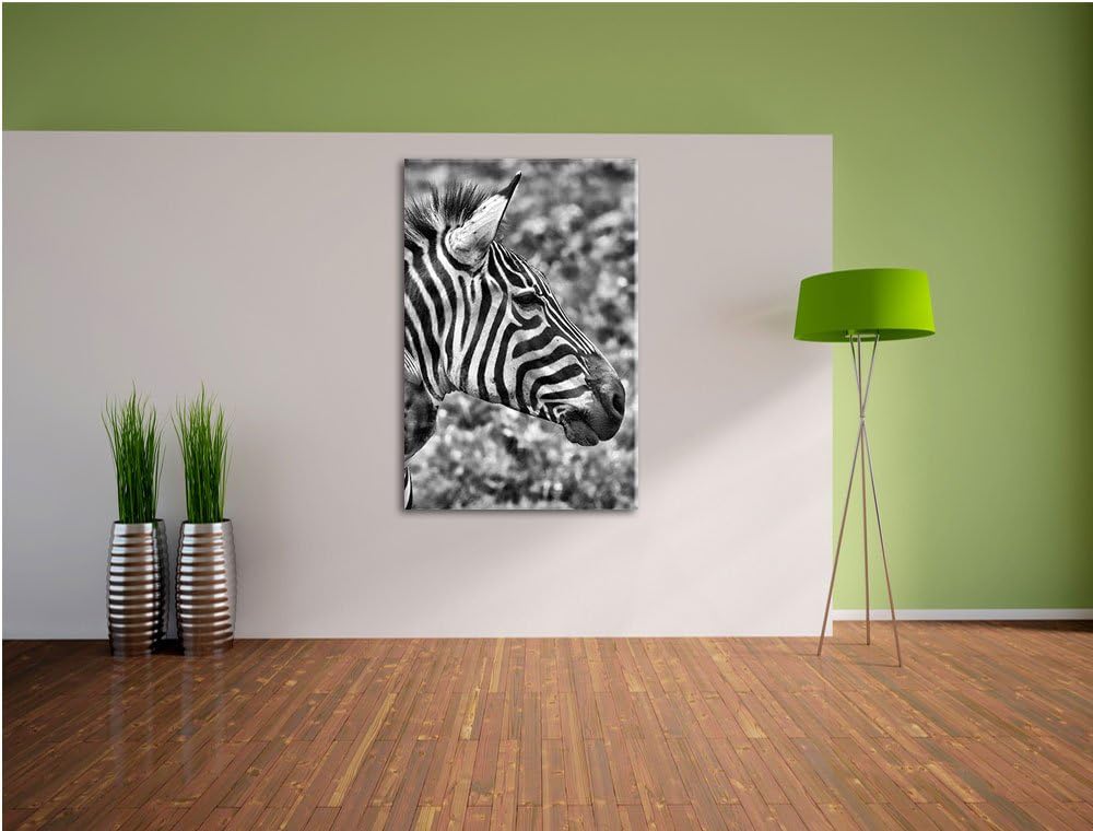 Pixxprint Monocrome, schönes Zebrapaar, Format: 100x70 auf Leinwand, 100x70