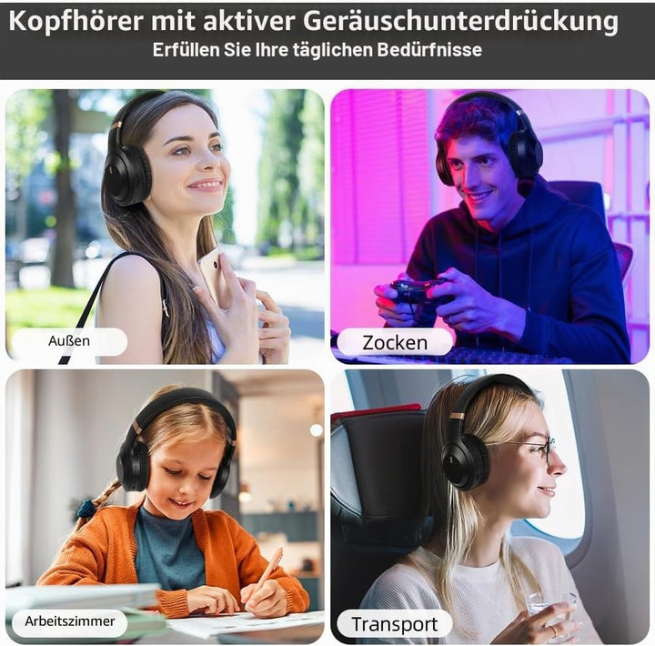 AXFEE ANC kabellose kopfhörer, Over Ear kopfhörer, kabellos Bluetooth mit Active Noise Cancelling 45