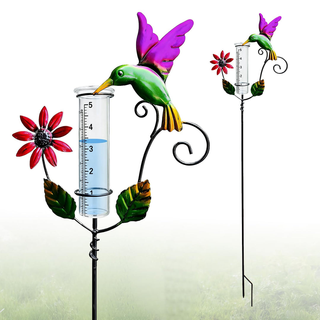 Regenmesser für Garten, Gartendeko Regenmesser Frostsicher, 119cm Gartenstecker Regenmesser, Nieders