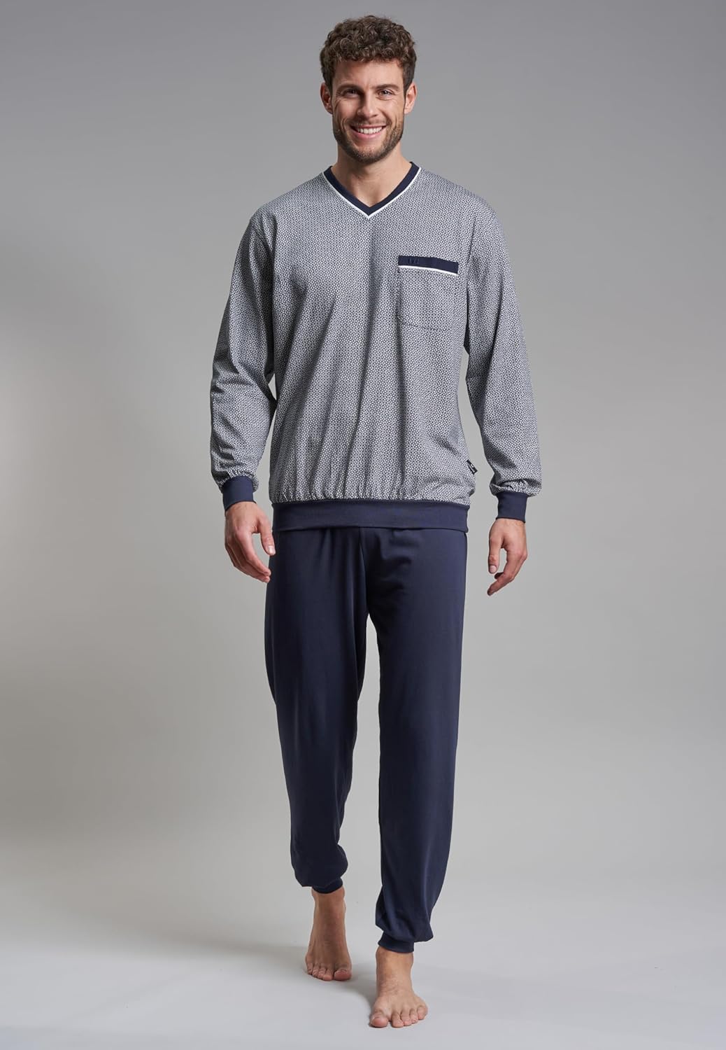 Götzburg Herren Pyjama blau 48 Blau-mittel-minimal, 48 Blau-mittel-minimal