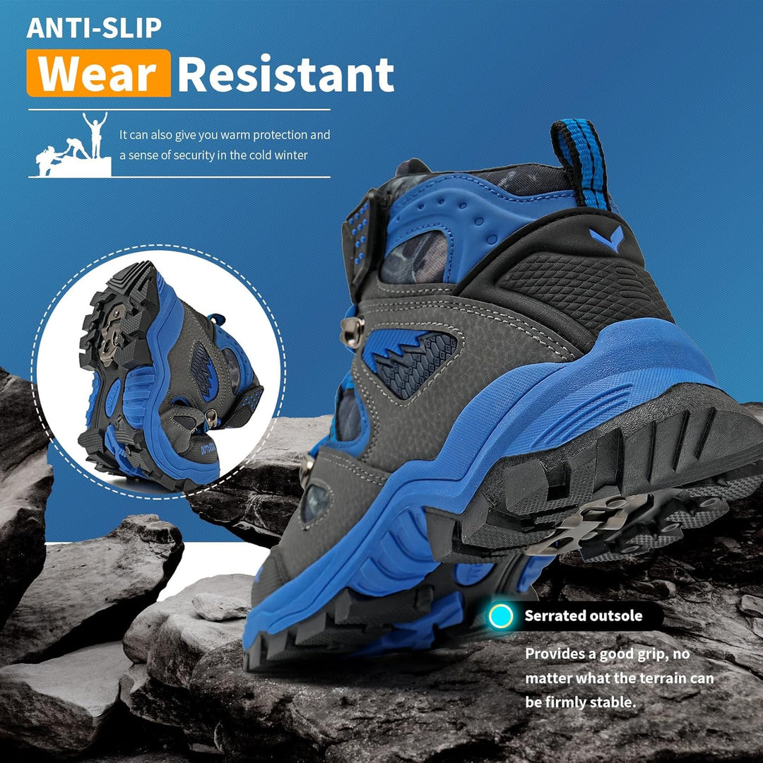 ASHION Jungen Winterschuhe Kinder Mid Schneestiefel Gefütterte Winterstiefel Wanderschuhe Trekking B