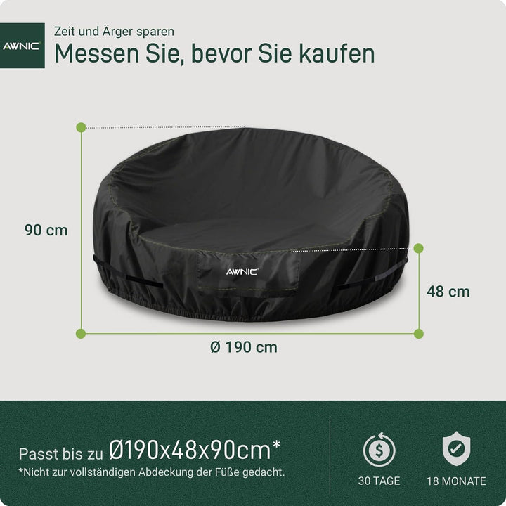 Awnic Sonneninsel Abdeckung Wasserdicht 420D Oxford Stoff, Abdeckplane Sonneninsel Rund Winterfest m