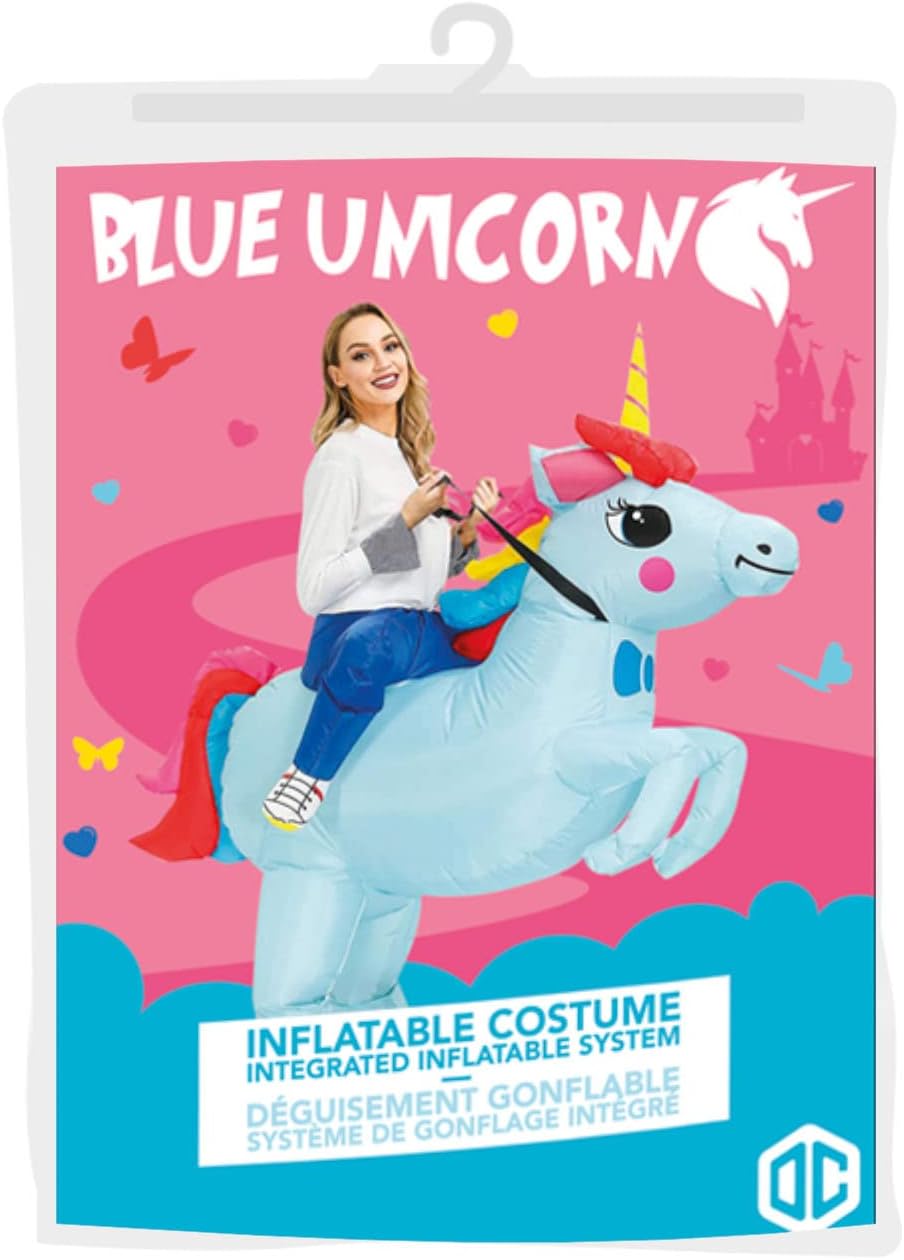 Aufblasbare Verkleidung Blaues Einhorn | Ungewöhnliches Kostüm in Erwachsenengrösse | Premium Qualit