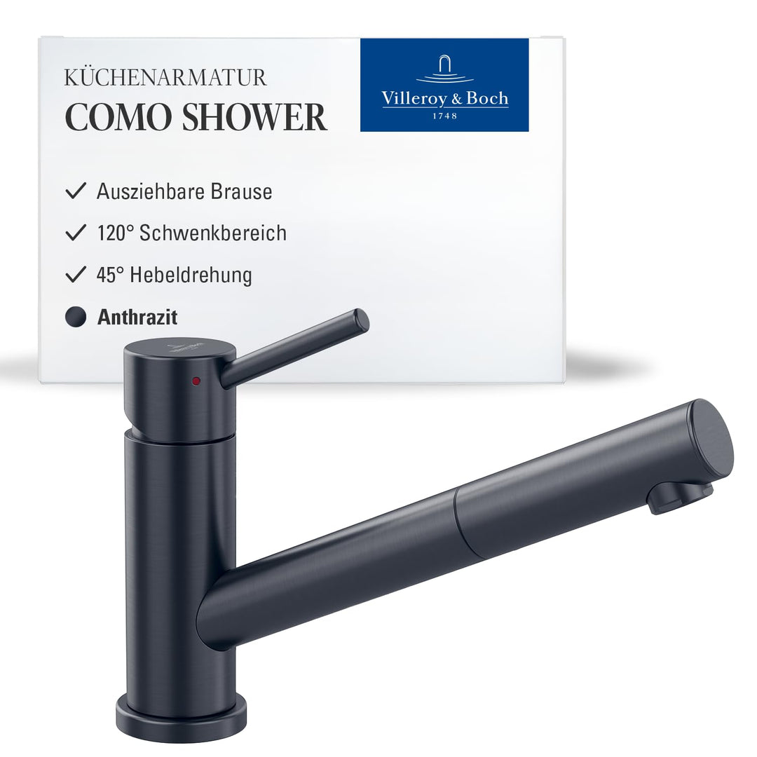 Villeroy &amp; Boch Como Shower | Hochdruck | Einhand-Küchenarmatur mit herausziehbarer Handbrause | Ant