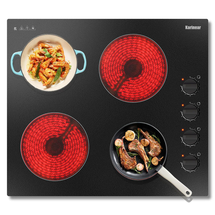 Cerankochfeld, 30 cm Elektroherd Eingebautes 2-Zonen-Keramikkochfeld mit elektronischer Drehknopfste