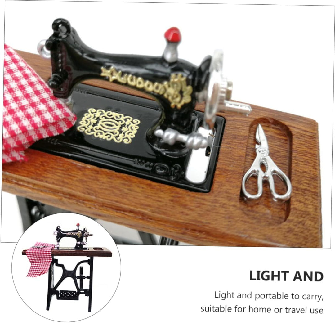 Supvox Mini Nähmaschine Dekoration für Puppenhaus Miniatur Wohnaccessoire Deko für Mini Hausmodelle