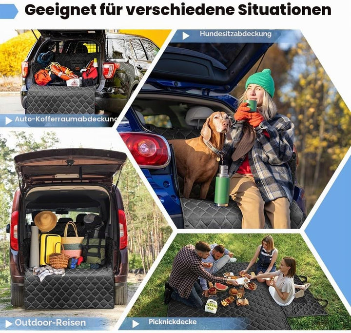 KYG Kofferraumschutz Hund Gesteppte Hundedecke & Schutzmatte mit Seiten- und Ladekantenschutz, Wasse