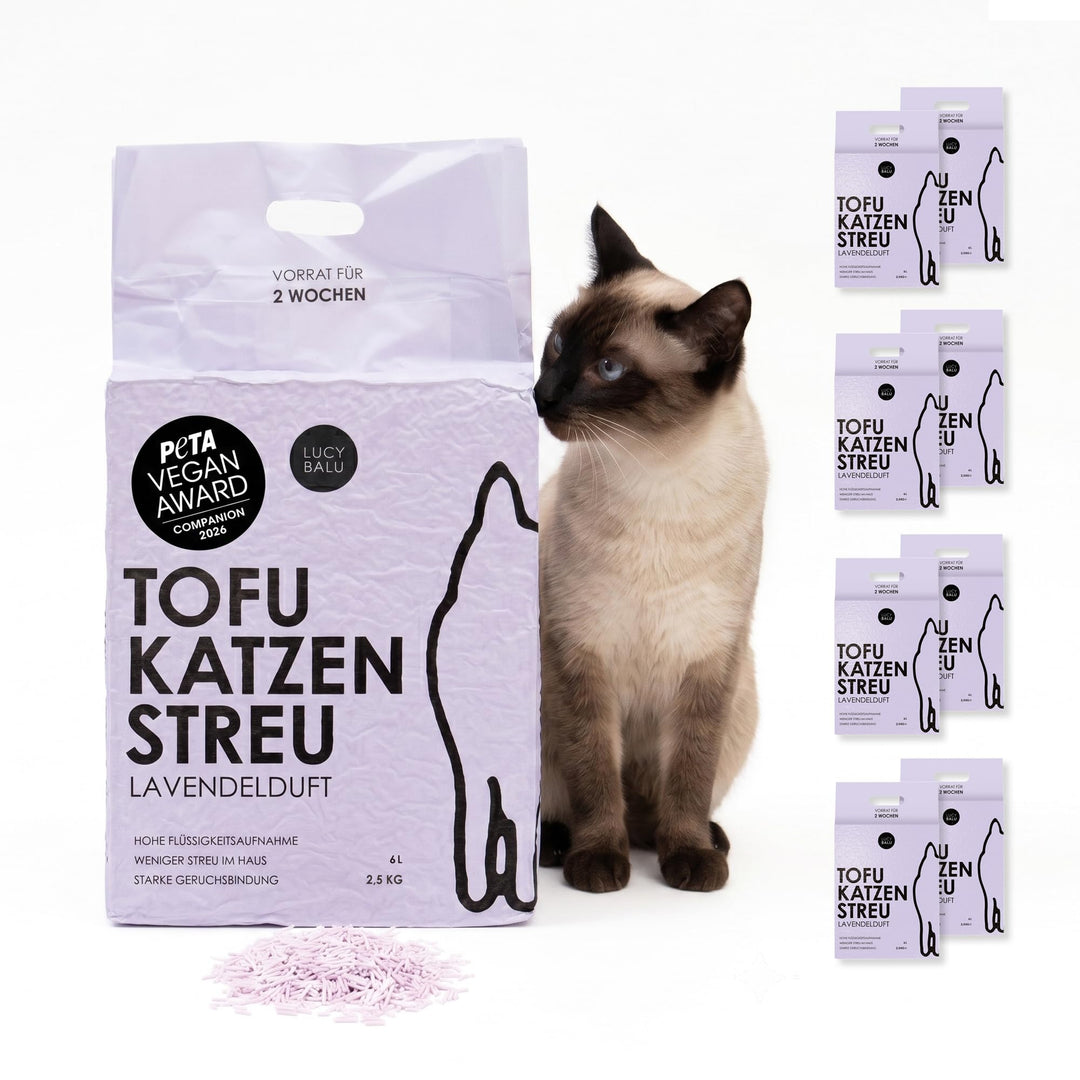 LucyBalu® TOFU Katzenstreu I Klumpendes Katzen Streu | Geruchsbindend und nachhaltig I 8er Set I 48