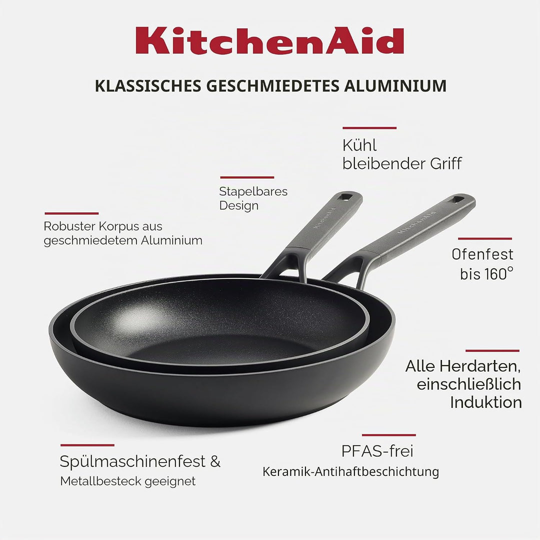 KitchenAid Classic Forged Bratpfannen-Set (20cm und 28cm), hart anodisiert, PFAS-freie gesunde keram