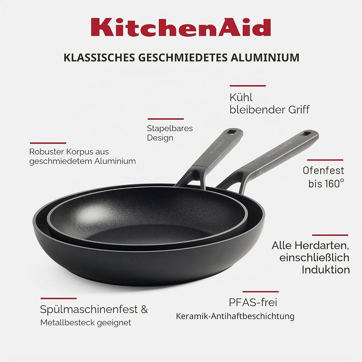 KitchenAid Classic Forged Bratpfannen-Set (20cm und 28cm), hart anodisiert, PFAS-freie gesunde keram