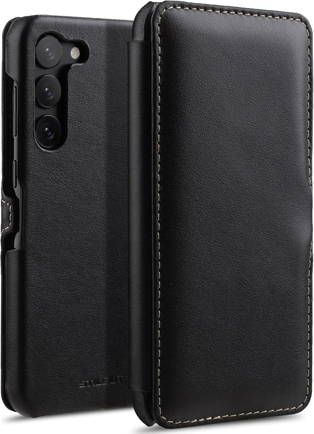 STILGUT Book Case kompatibel mit Samsung Galaxy S23 Plus Hülle aus Leder mit Clip-Verschluss, Lederh