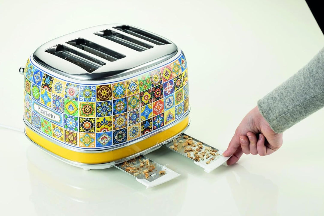 Ariete Toaster 156 Positano, Mediterranes Design, 4 Schlitze mit Separaten Bedienelementen, 6 Bräunu