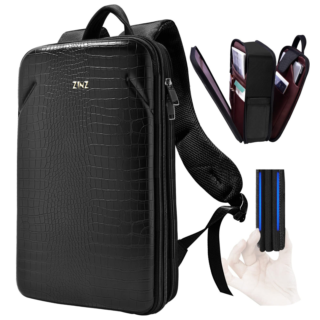 ZINZ Schlanker Laptop Rucksack 15,6 Zoll mit Variabler Kapazität, Diebstahlsicherer Business Tagesru