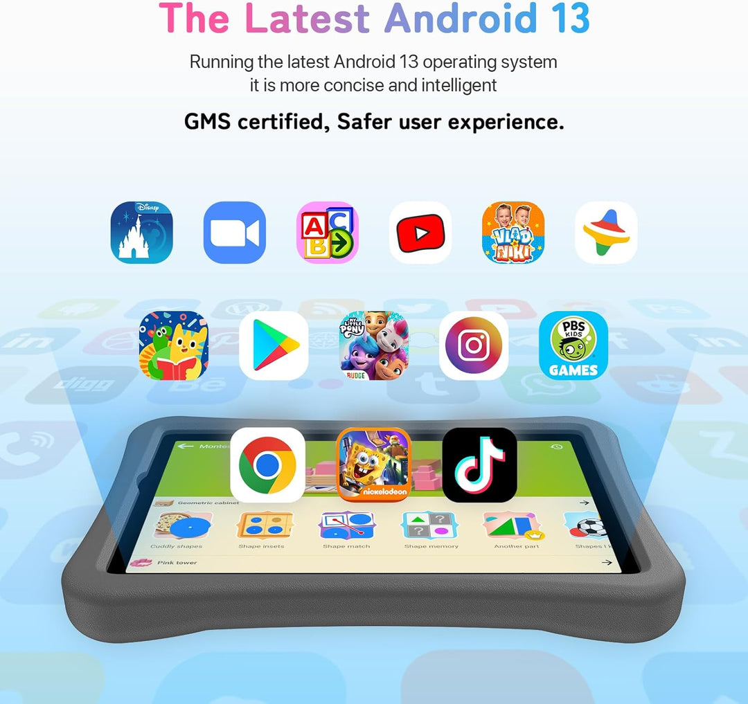 UMIDIGI Kinder Tablet 10.1 Zoll HD, G1 Tab Kids Tablet Android 13, 8GB(4+4)+64GB/TF 1TB Quad-Core,El