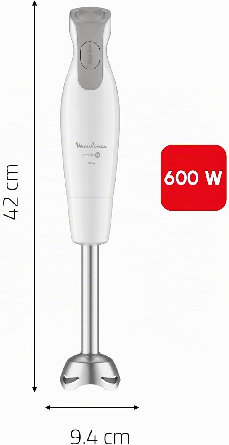 Moulinex Dailychef Weiss DD5511 Stabmixer, 600 W, bis zu 30% schnellere Ergebnisse, 2 Geschwindigkei