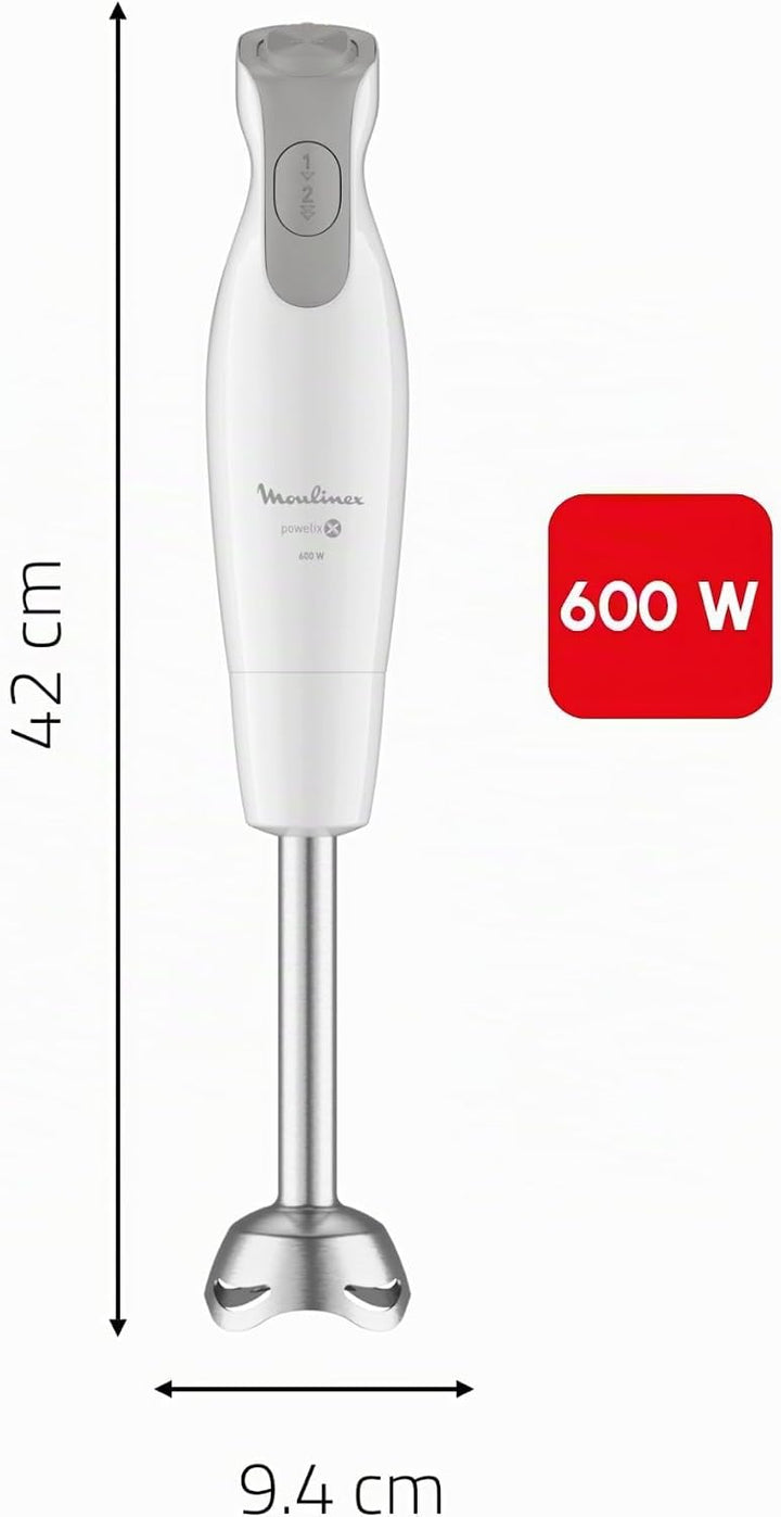 Moulinex Dailychef Weiss DD5511 Stabmixer, 600 W, bis zu 30% schnellere Ergebnisse, 2 Geschwindigkei