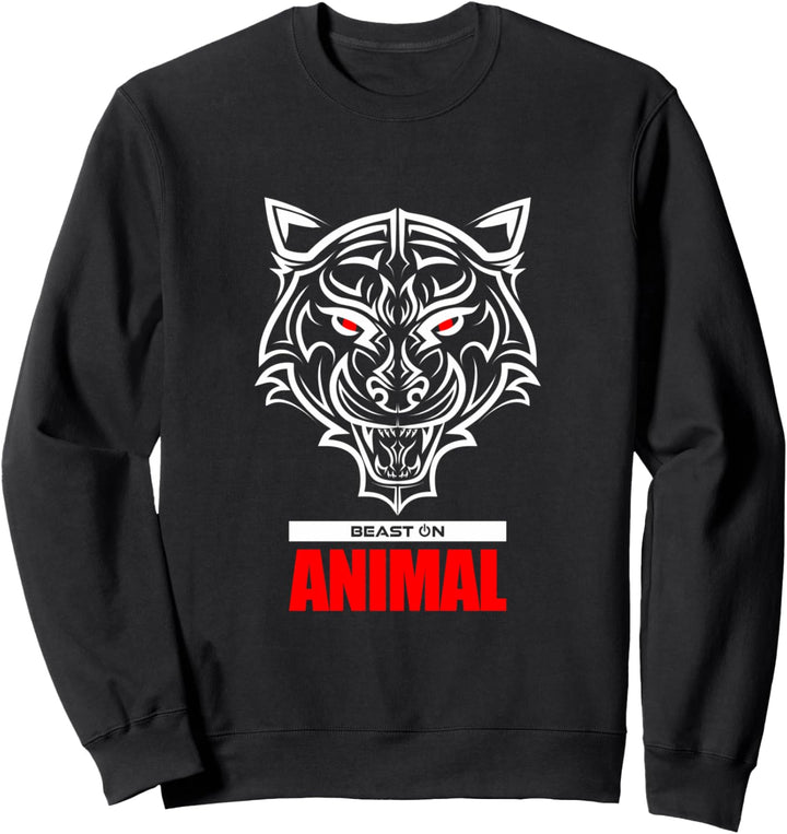 Tiger Kopf Rot Animal Gains Gym Workout Fitness Training Sweatshirt