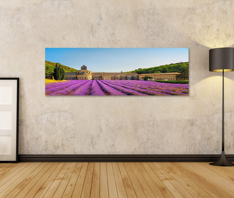 islandburner Bild auf Leinwand Abtei Von Senanque Blühende Reihen Lavendel Blumen Sonnenuntergang Go