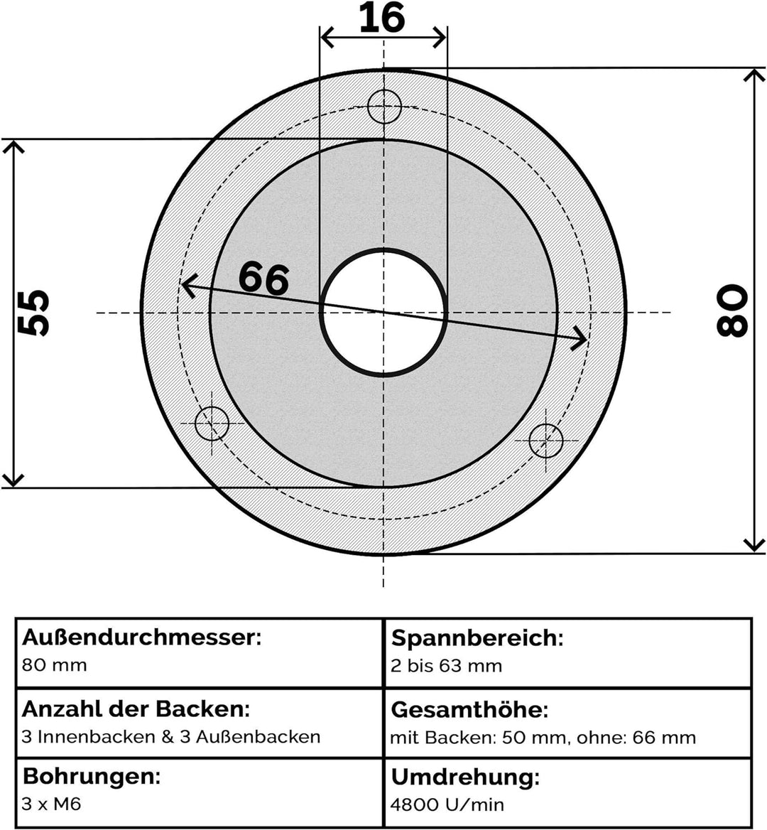 Präzisions 3 Backenfutter Ø 80 mm Dreibackenfutter Drehbankfutter Spannfutter