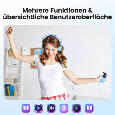 AGPTEK MP3 Player Bluetooth 5.3, 32GB HiFi Sound Musikplayer mit 2,4 Zoll TFT Farbbildschirm, Kopfhö