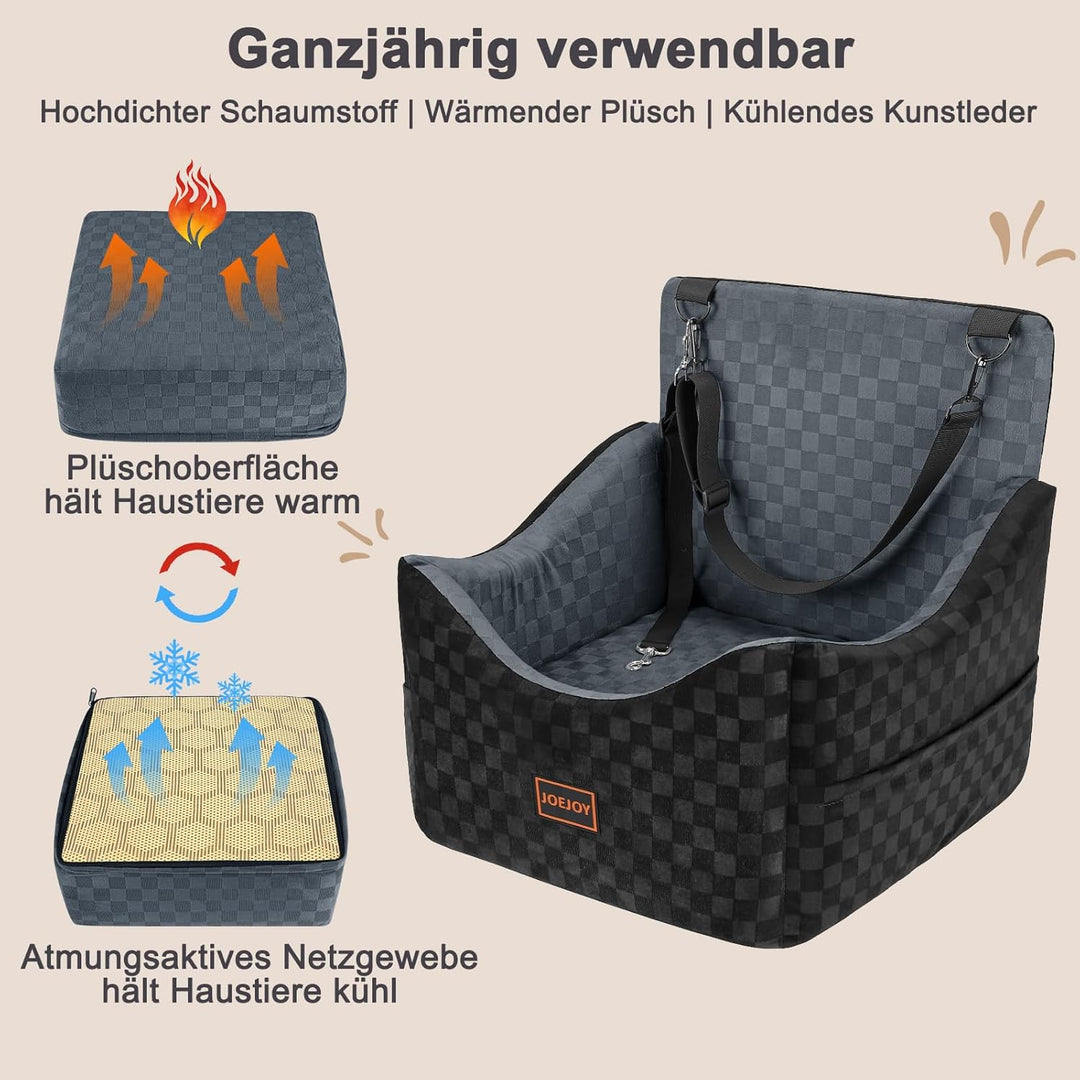 JOEJOY Hunde Autositz für kleine bis mittlere Hunde, Waschbarer Hundesitz Auto mit Aufbewahrungstasc