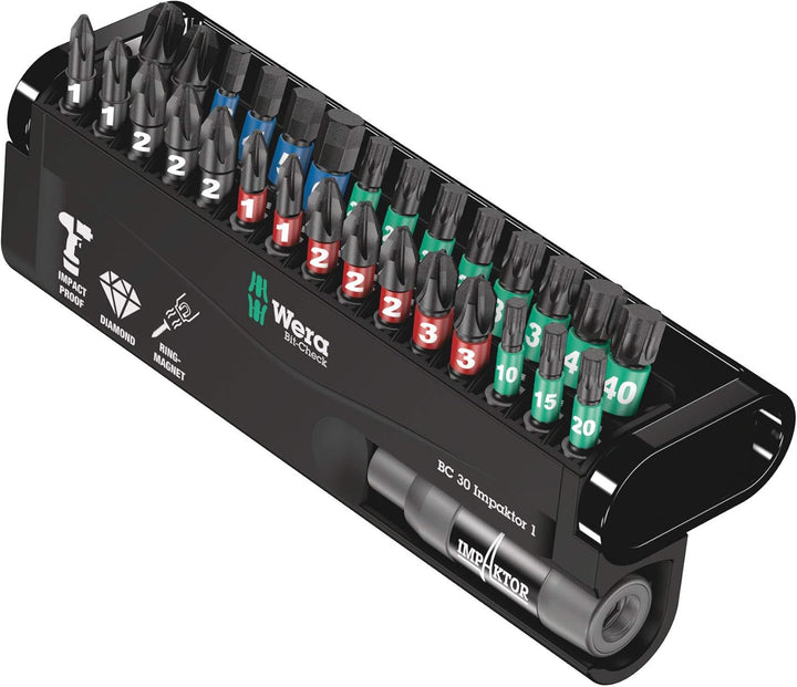 Wera Bit-Sortiment, Bit-Check 30 Impaktor 1, 30-teilig, 05057690001 & 05022210001 950/9 Hex-Plus Mul
