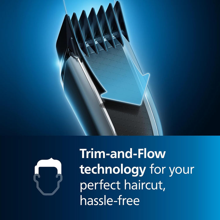 Philips Hair Clipper Series 7000 Haarschneider mit Trim-n-Flow-Technologie (Modell HC7650/15) mit 28
