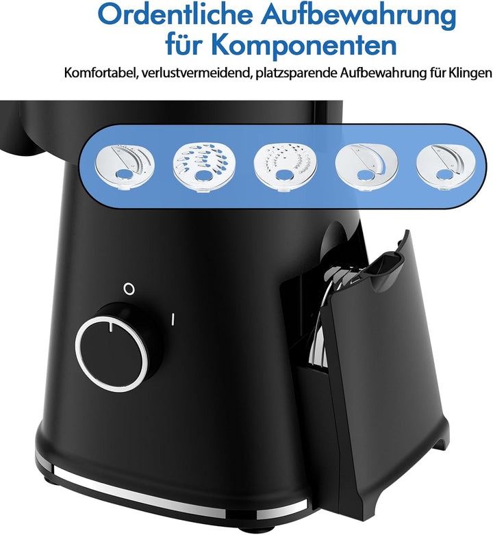 Käsereibe, Gemüsereibe, Salatschneider, elektrischer Gemüseschneider mit 6 verschiedenen Klingen, Ge