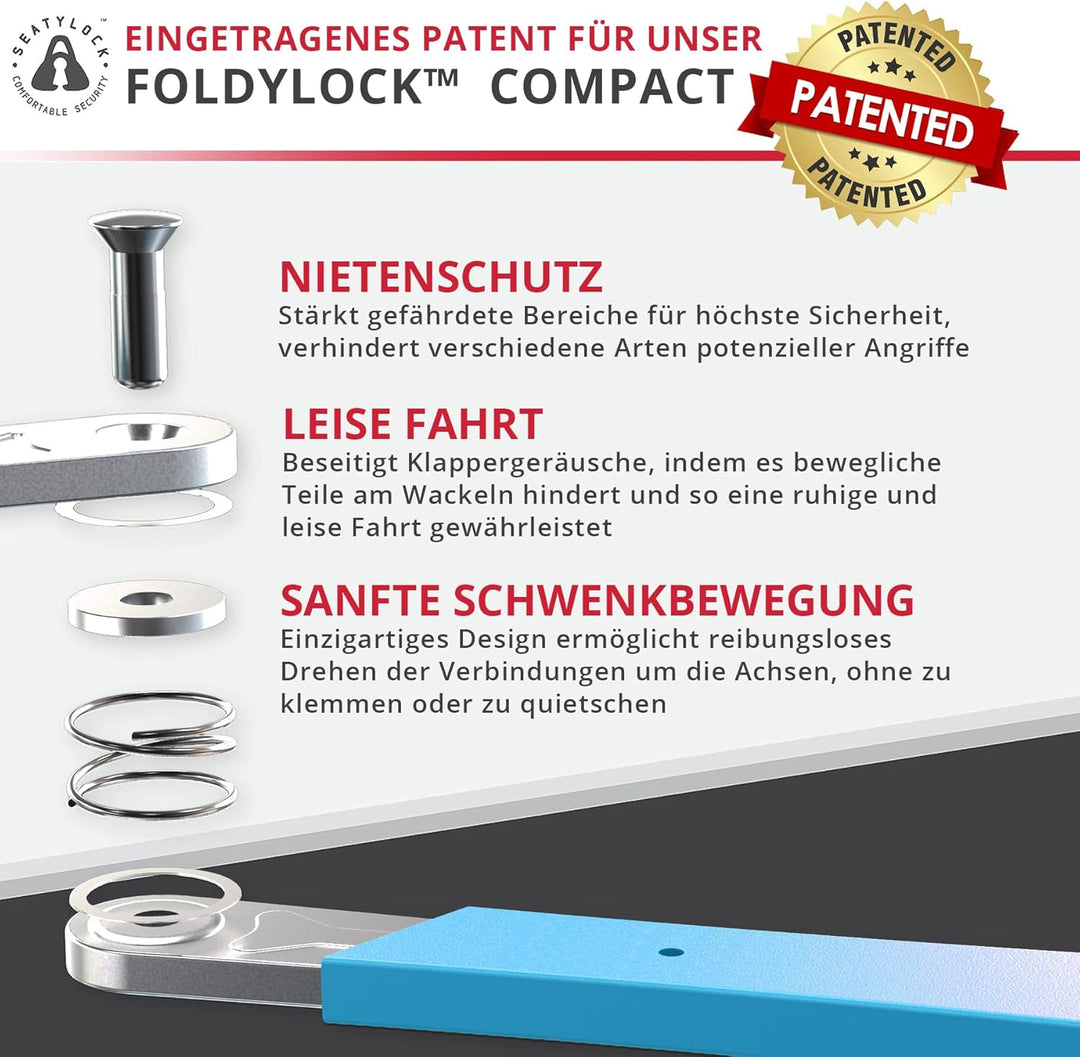 FoldyLock Compact Fahrrad Faltschloss – Patentiertes Testsieger Fahrradschloss mit Schlüssel und Hal