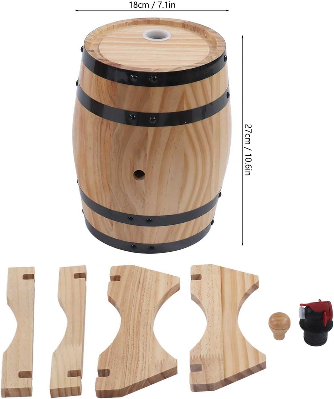 Fass aus Holz, Whiskyfässer, Barrique aus Eicheneiche, Kiefernfässer für Wein mit Wasserhahn, Stopfe
