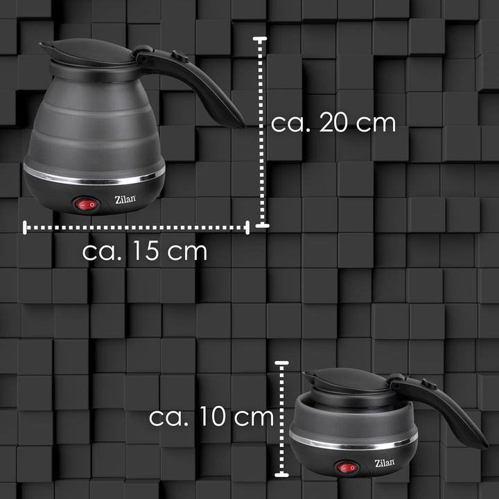 Faltbarer Mini-Wasserkocher für Reise und Camping - Klein, Kompakt, Tragbar - 0,5 Liter, 750 Watt