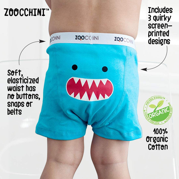 Zoocchini Chompy Set 3 Boxershorts für Jungen 2 – 3 Jahre