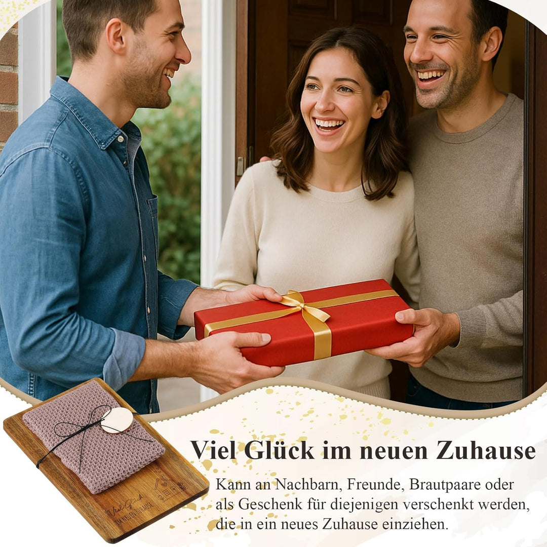 Xuniea Einweihungsgeschenk Holz Schneidebrett Baumwolle Küchentuch Neues Zuhause Geschenk zum Einzug