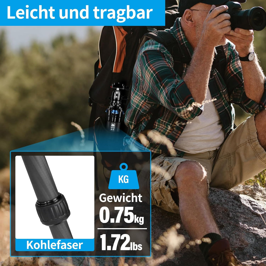 SIRUI AM223 Mini Camera Tripod Stativ,Klein Reisestativ Kamerastativ,Carbon Kamera Ministativ Tischs