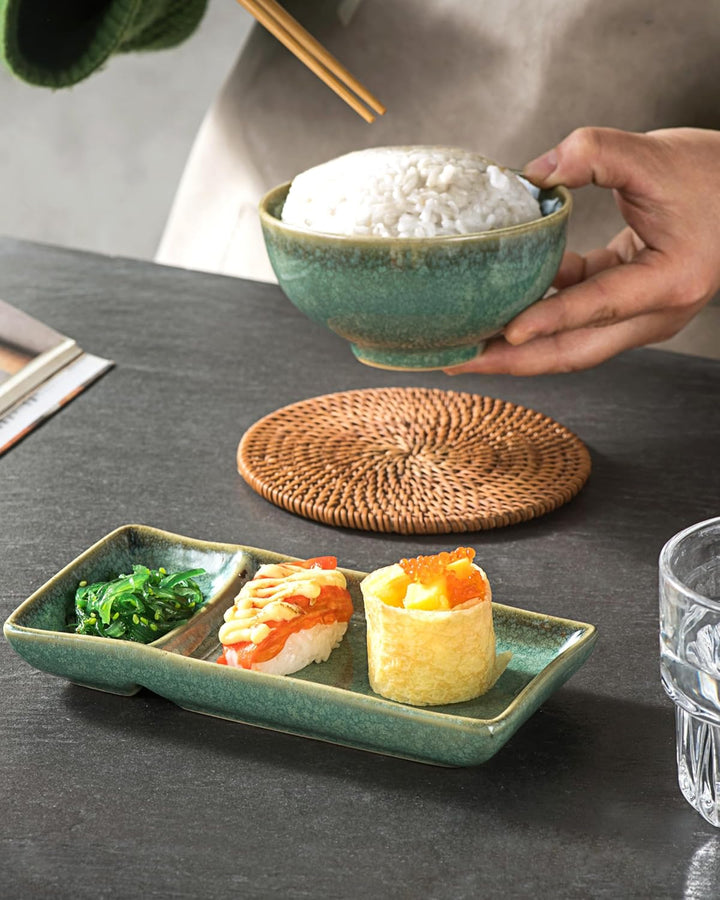 HENXFEN LEAD Sushi Geschirr Set, Sushi Set Japanischer Geschirr für Miso Suppe Maki Sushi Reis mit 2