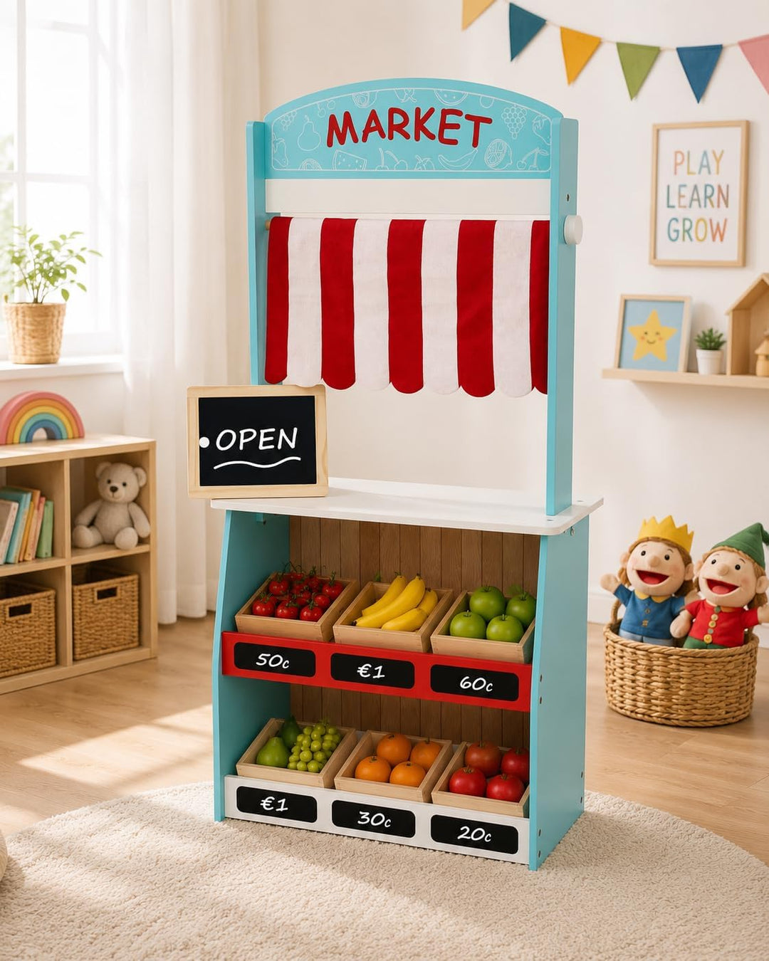 Bayer Chic 2000 2-in-1 Kaufladen &amp; Puppentheater | Holz | Mit Tafel | Multifunktionaler Spielspass: