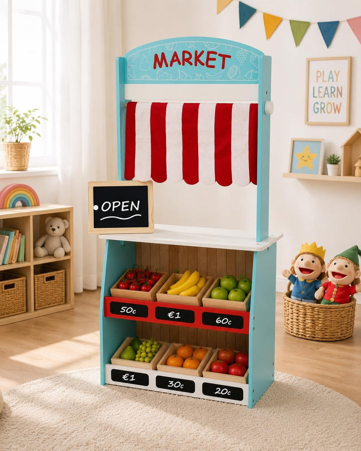 Bayer Chic 2000 2-in-1 Kaufladen &amp; Puppentheater | Holz | Mit Tafel | Multifunktionaler Spielspass: