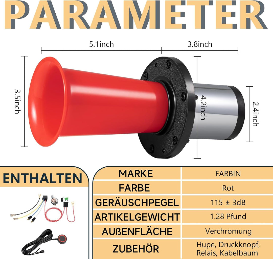 FARBIN Retro Hupe Antik Signalhorn Ahooga Hupe für Auto LKW alte Oldtimer Hupen Old Style Car Horn 1