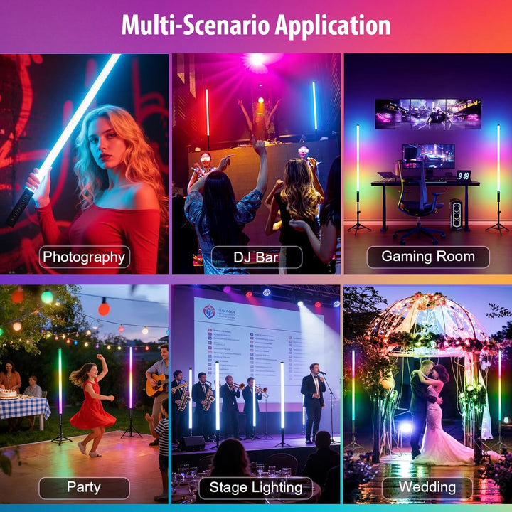 2 Stück 90cm LED Videolicht Mood1 Pro mit Stativ, LED Handheld Fotografie Lichtdimmbar und Musikmodu