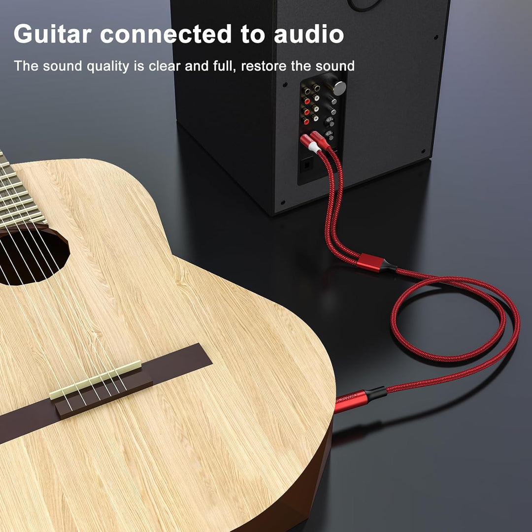 MOSWAG 6,3 mm Klinke auf Cinch Kabel, Cinch-Audiokabel 10M, Klinkenkabel, Klinkenstecker auf 2 x Cin