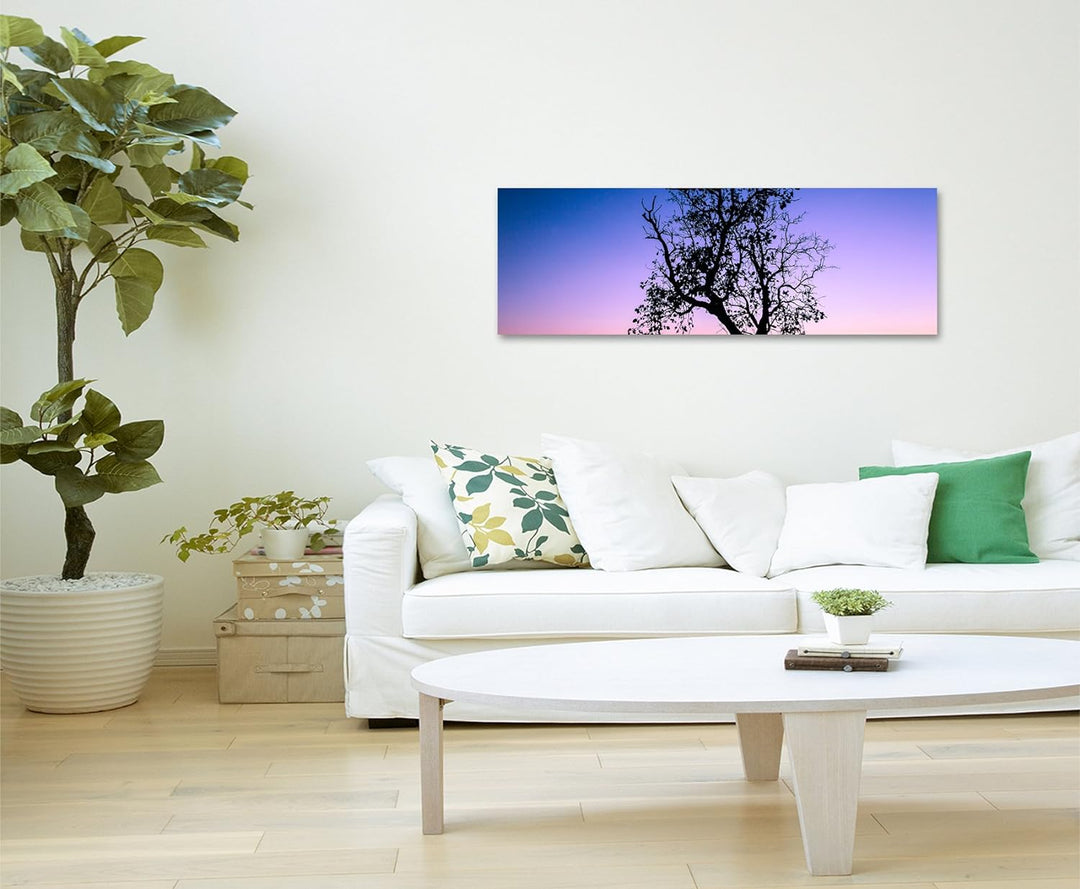 Sinus Art Wandbild 150x50cm Landschaftsfotografie – Baum vor Abendhimmel, Thailand auf Leinwand für