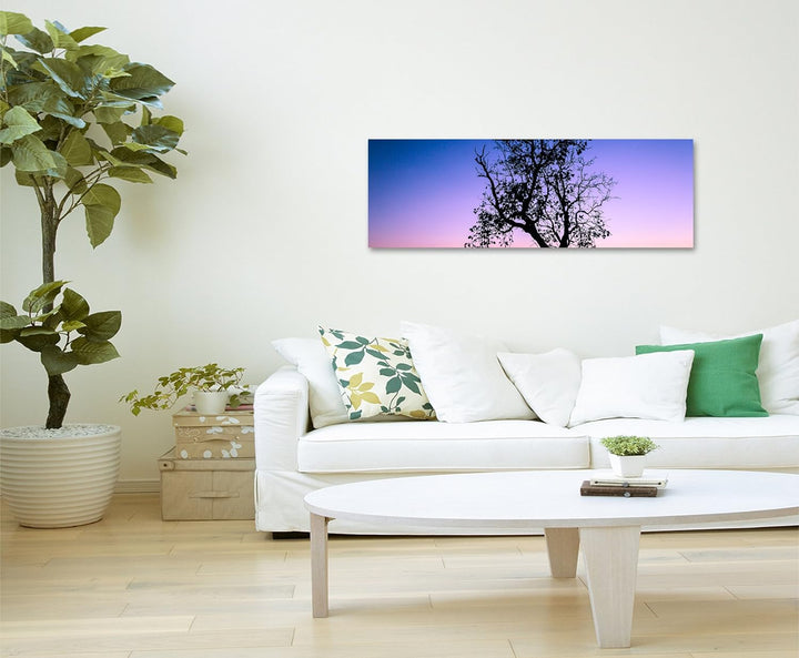 Sinus Art Wandbild 150x50cm Landschaftsfotografie – Baum vor Abendhimmel, Thailand auf Leinwand für