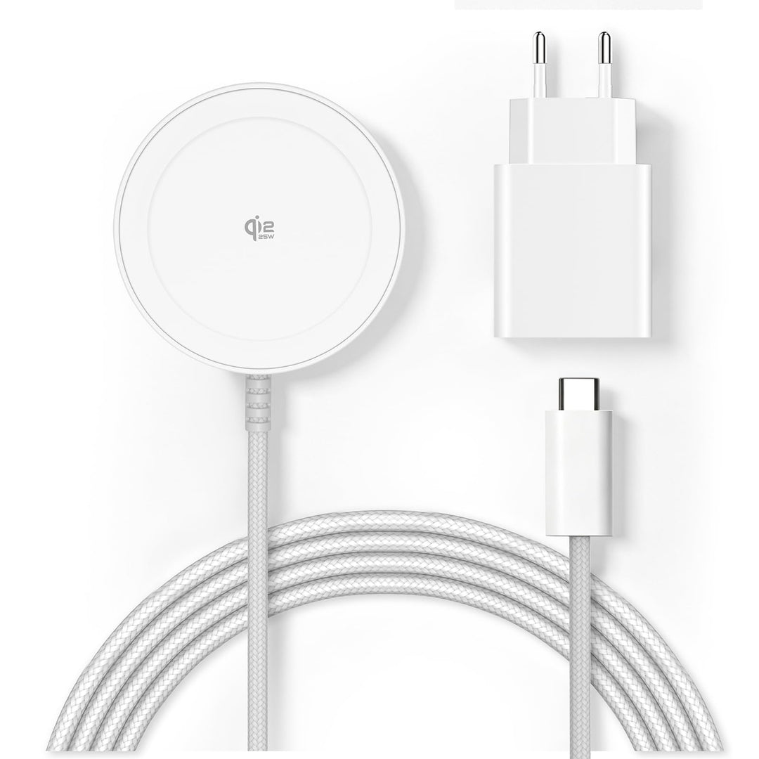 Qi2 25W Magnetisches kabelloses Ladegerät, 1,5 m Ladepad kompatibel mit Mag-Safe für iPhone 17e/Air/