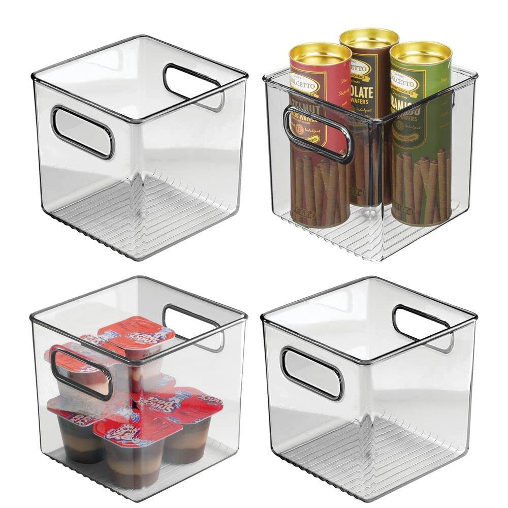 mDesign 4er-Set Aufbewahrungsbox mit Griffen – praktische Kühlschrankbox zur Lebensmittelaufbewahrun