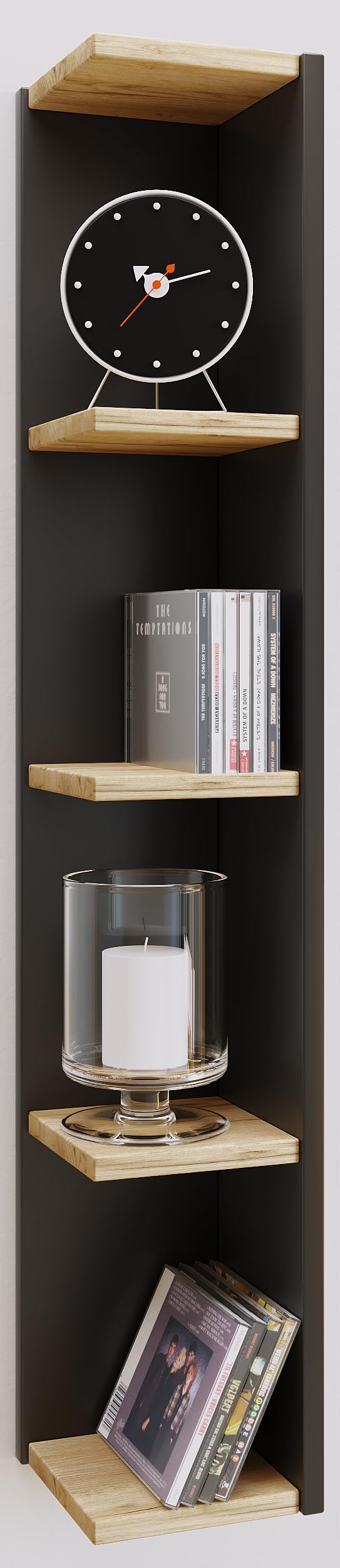 VCM Holz Eckregal Stand Aufbewahrung Standregal Bücherregal Deko Regal Honsa Anthrazit/Honig-Eiche A