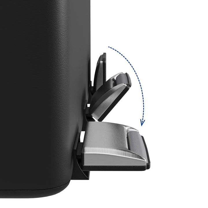 WELLGRO Treteimer, Mülleimer, Edelstahl Tretmülleimer mit 3 x 15 Liter, klappbaren Fusspedalen, Abse